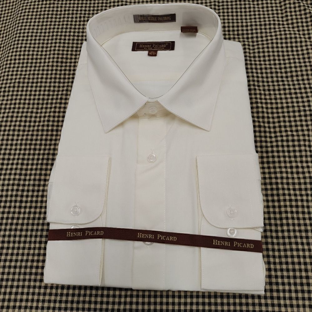 HENRI PICARD BY DON JONATHAN IVORY DRESS SHIRT.
